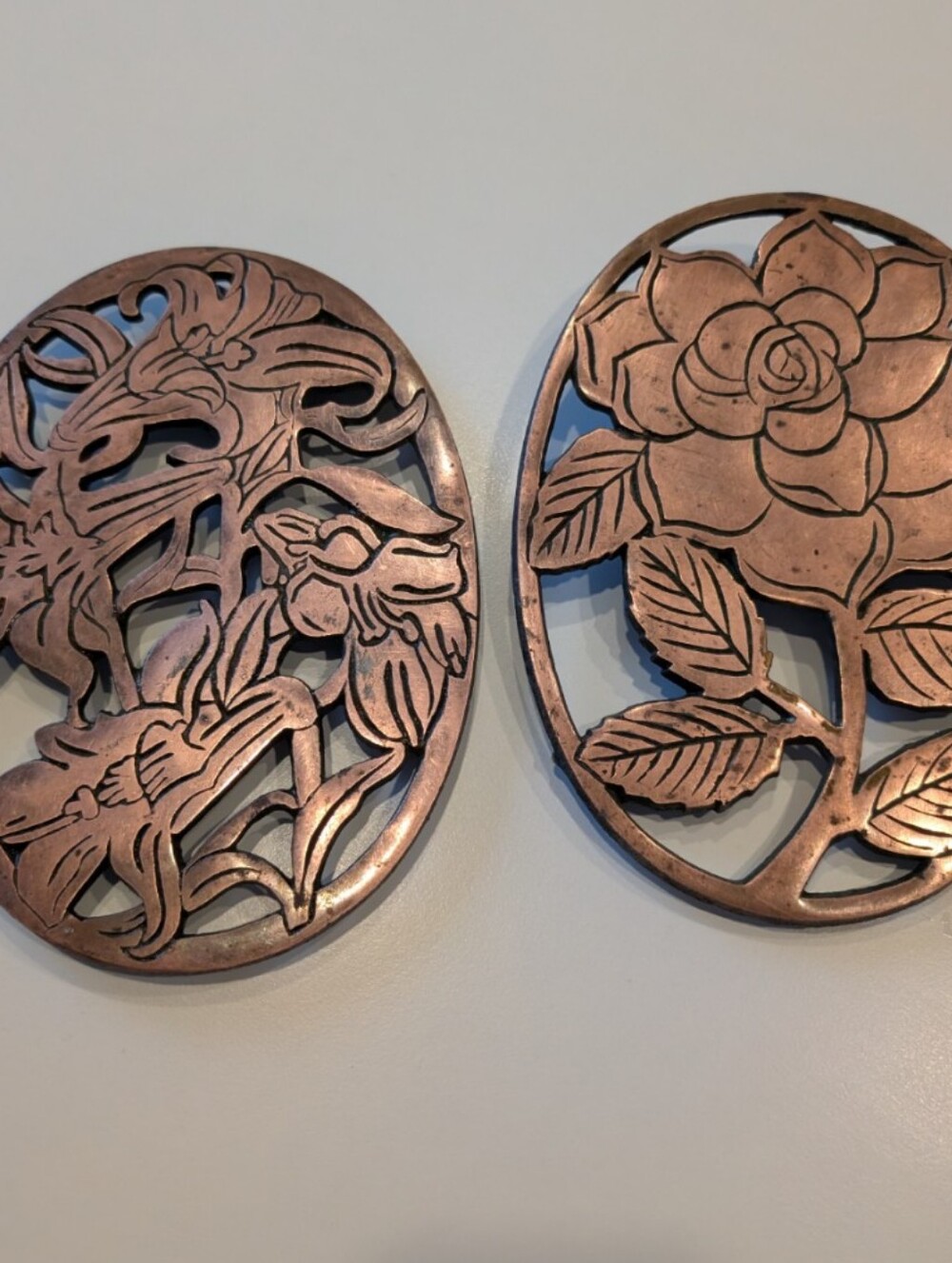 Vintage Old Dutch Design Floral Trivets (1985, Made in Taiwan)